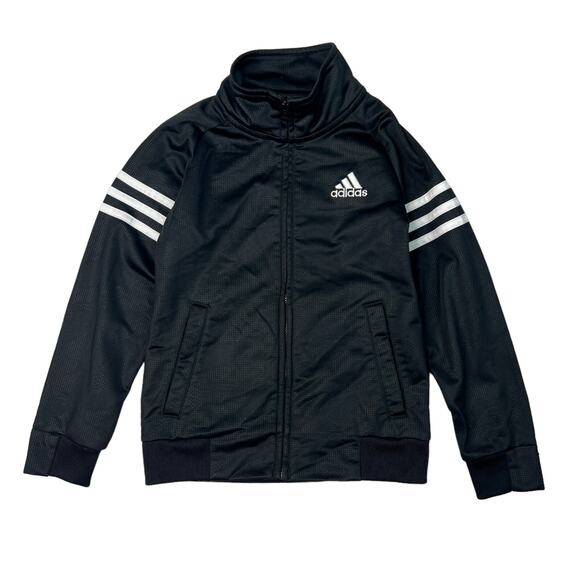 Adidas Three-Striped Track Jacket Athletic Full Zip Black White Youth 5 - Picture 1 of 5